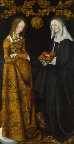 성녀 카타리나 제단화_성녀 크리스티나와 성녀 오틸리아_by Lucas Cranach the Elder_photo by Google Art Project_in the National Gallery_London.jpg